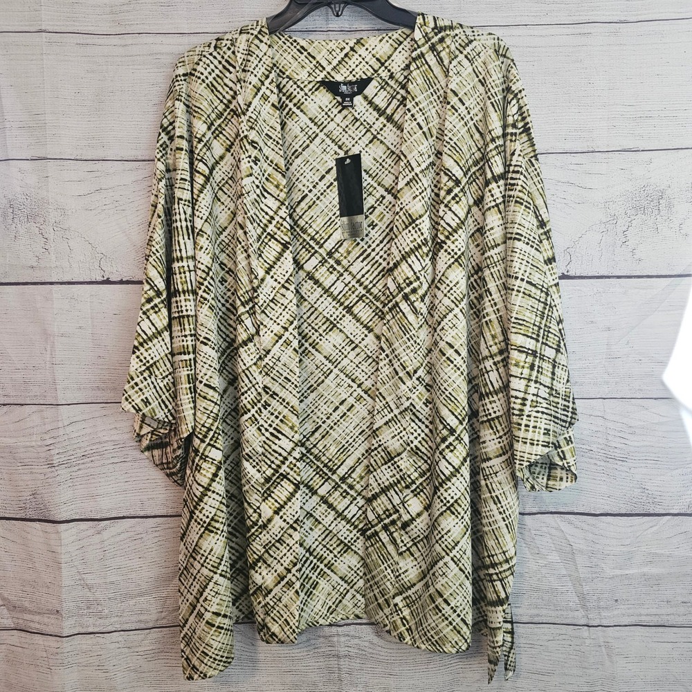 Slim Factor Investments Woman 3X Green Open Front Coverup Cardigan Kimono 1193